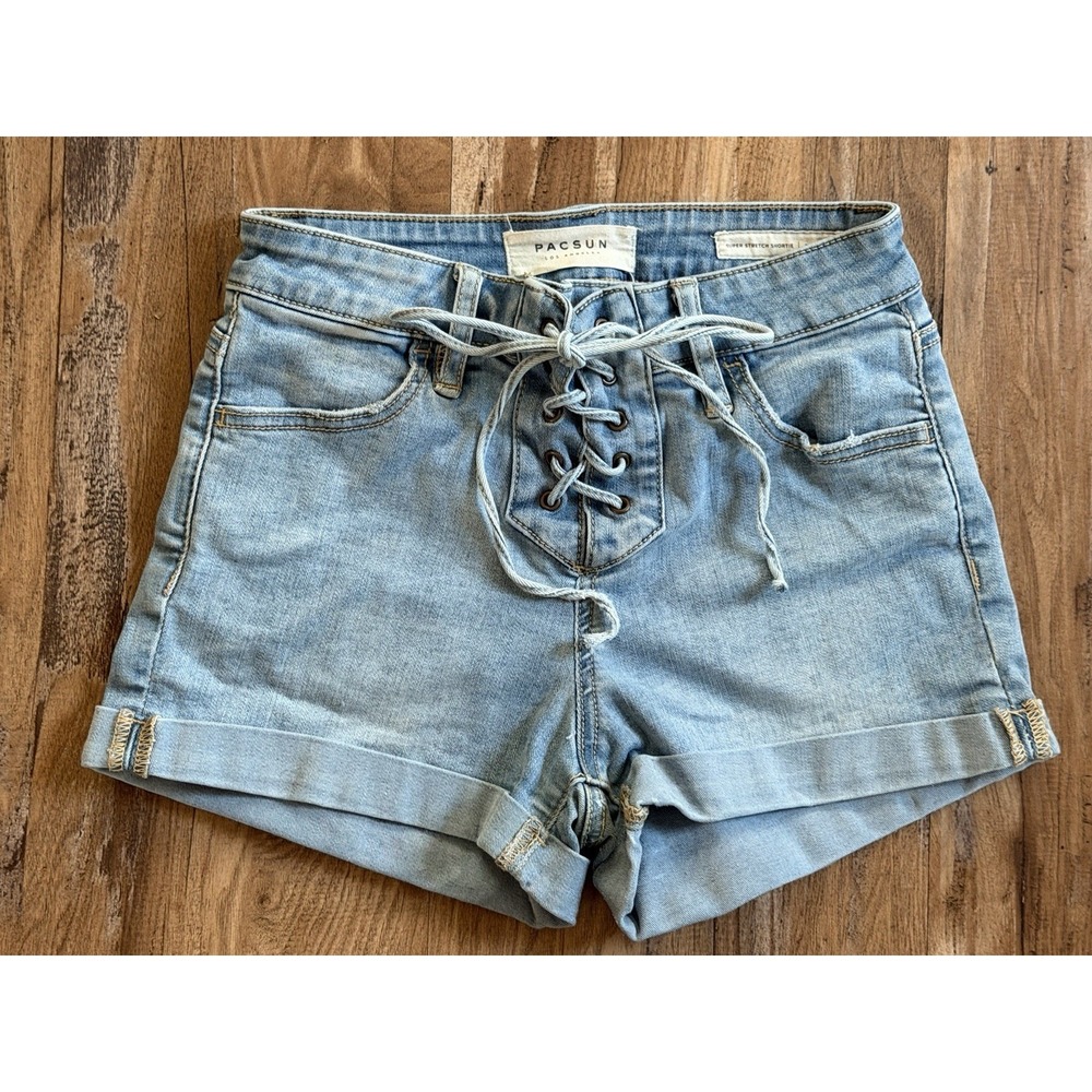 PacSun Super Stretch Shortie Womens Juniors Denim Shorts Size 24